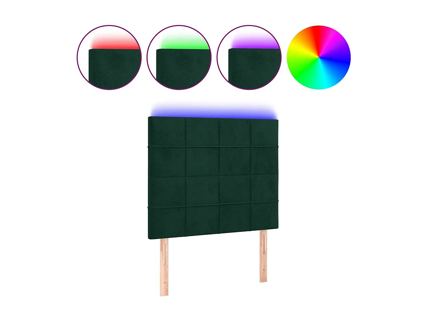 Tête de lit à LED Vert foncé 100x5x118/128 cm Velours