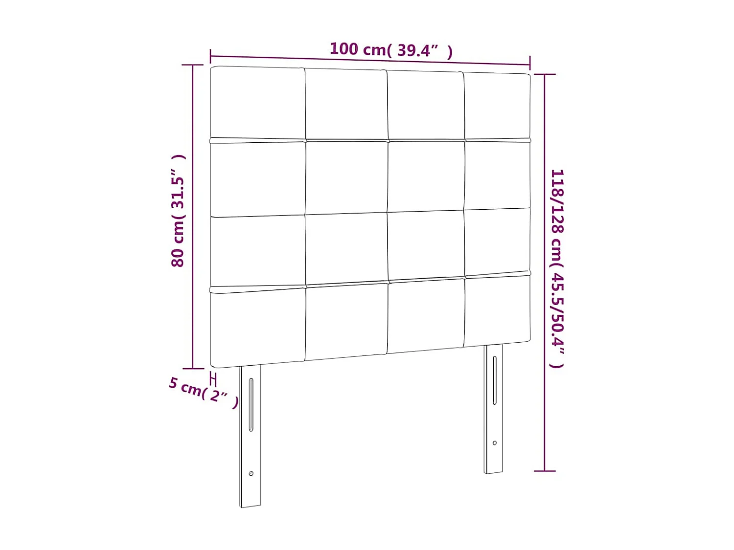 Tête de lit à LED Vert foncé 100x5x118/128 cm Velours