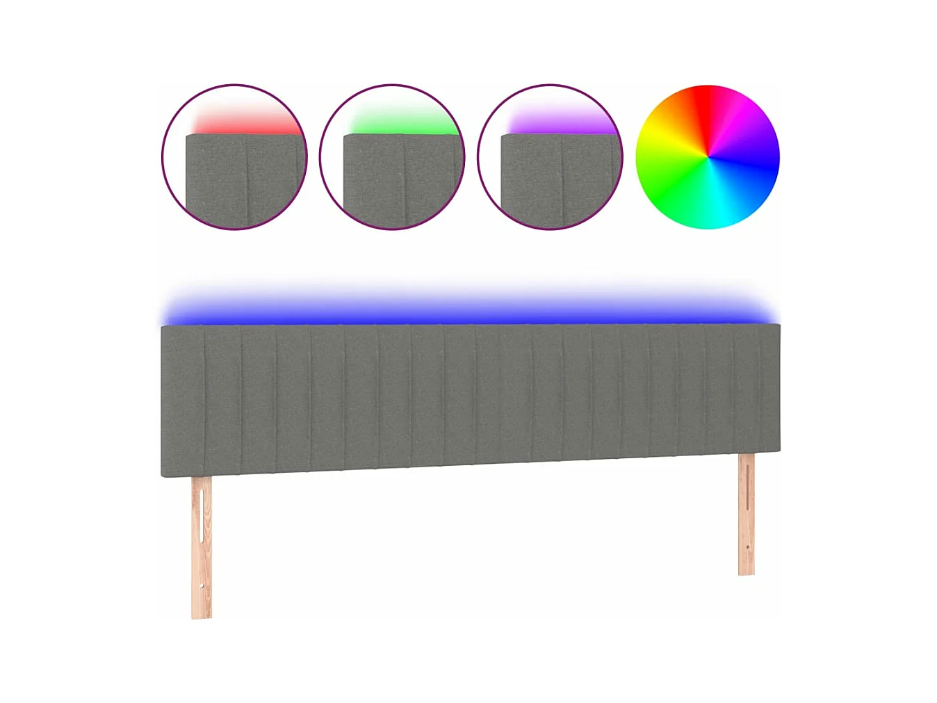 LED Kopfteil Dunkelgrau 160x5x78/88 cm Stoff