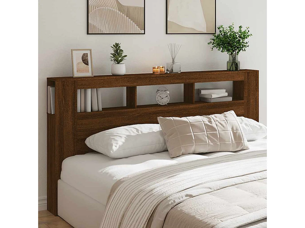 LED-Kopfteil Braun Eichen-Optik 200x18,5x103,5 cm Holzwerkstoff