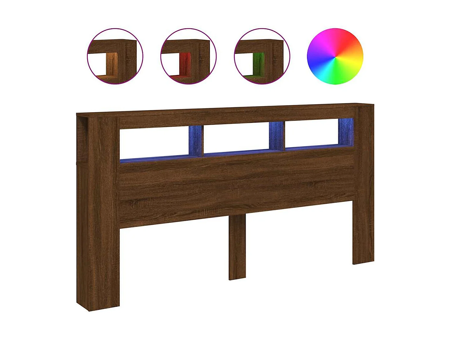 LED-Kopfteil Braun Eichen-Optik 200x18,5x103,5 cm Holzwerkstoff