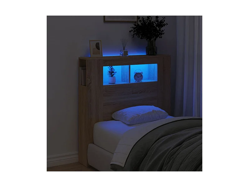 Hoofdeinde met LED 100x18,5x103,5 cm bewerkt hout sonoma eiken