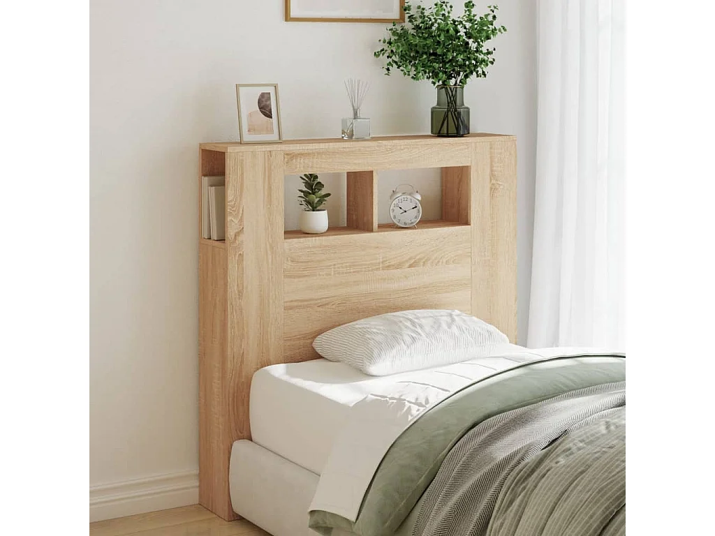 Tête de lit à LED chêne sonoma 100x18,5x103,5cm bois ingénierie