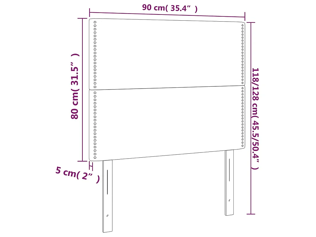 Cabeceira de cama c/ luzes LED veludo 90x5x118/128 cm rosa