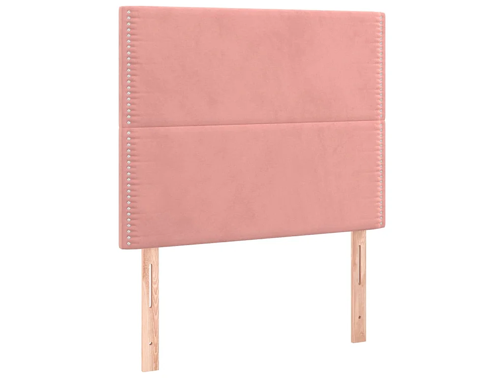 Cabeceira de cama c/ luzes LED veludo 90x5x118/128 cm rosa