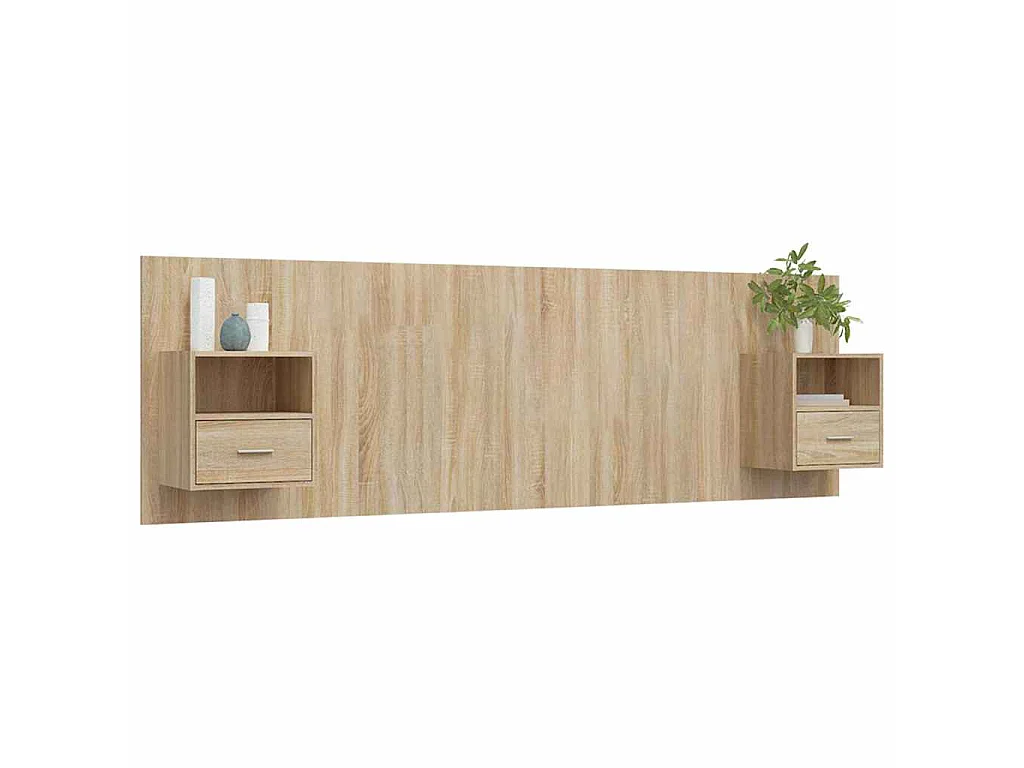 Hoofdbord met kastjes bewerkt hout sonoma eikenkleurig
