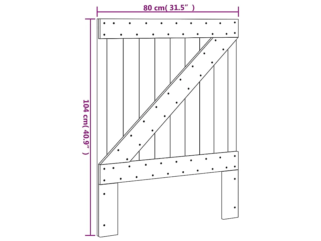 Tête de lit 80x104 cm bois massif de pin