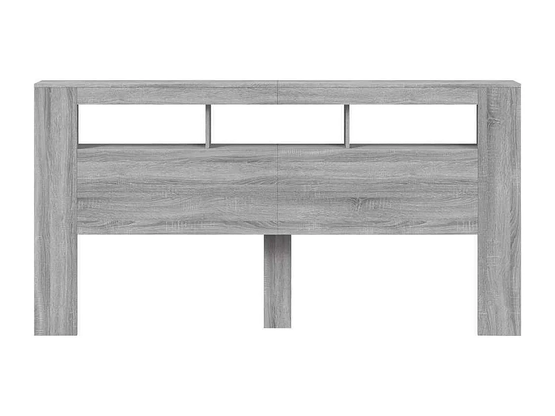 LED-Kopfteil Grau Sonoma 200x18,5x103,5 cm Holzwerkstoff