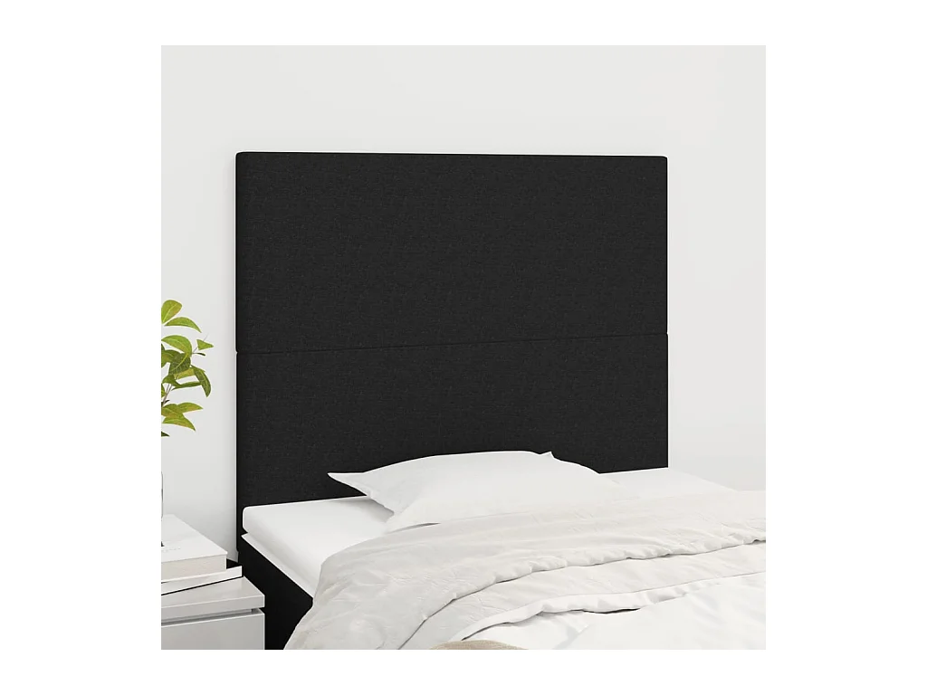Testiera 2 pz Nera 90x5x78/88 cm in Tessuto