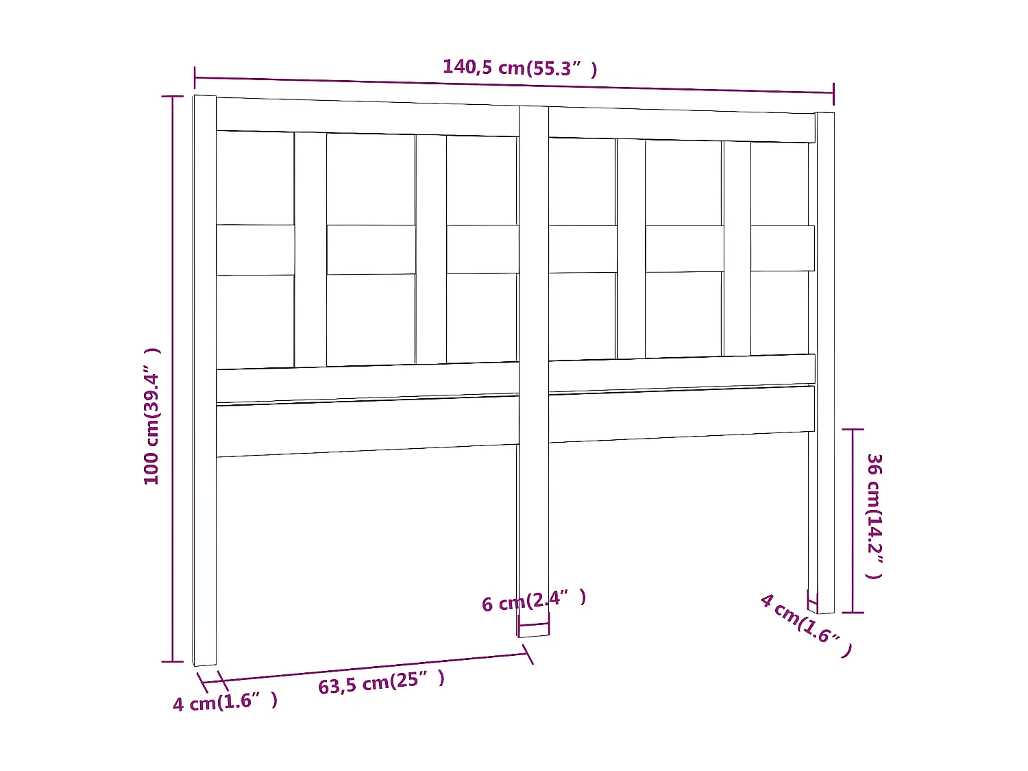 Tête de lit 140,5x4x100 cm Bois massif de pin