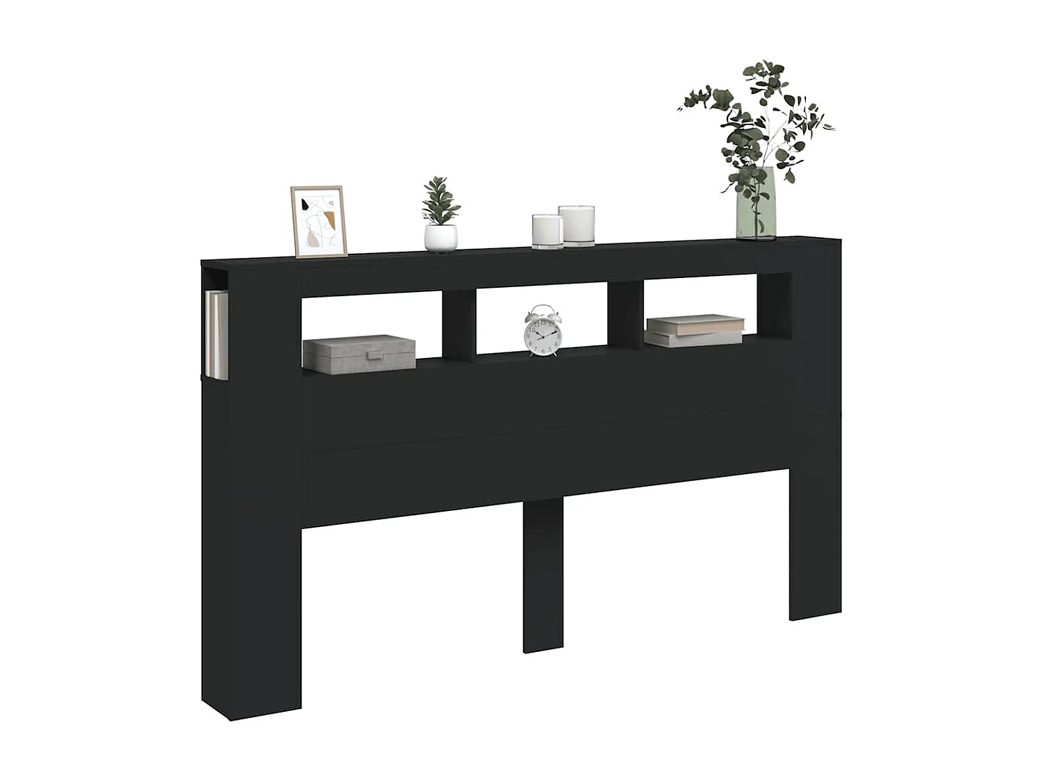 Tête de lit à LED noir 180x18,5x103,5 cm bois d'ingénierie