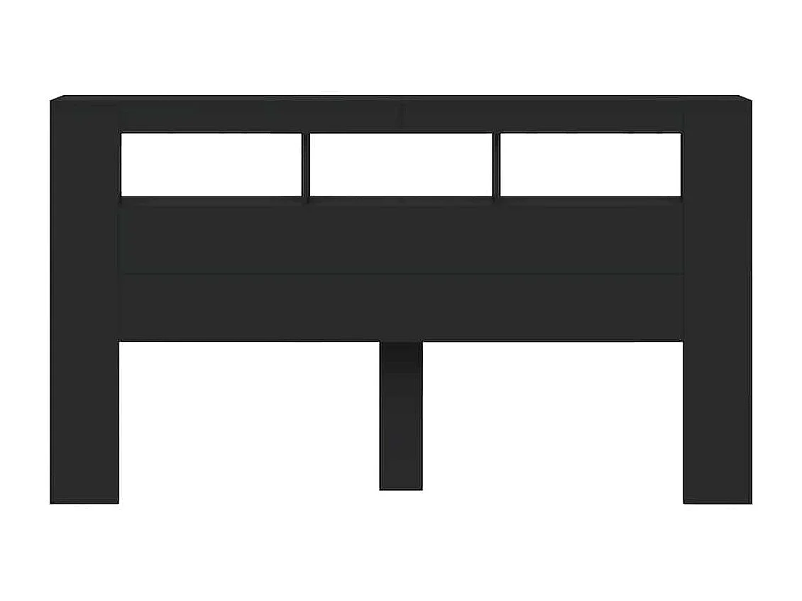 Tête de lit à LED noir 180x18,5x103,5 cm bois d'ingénierie