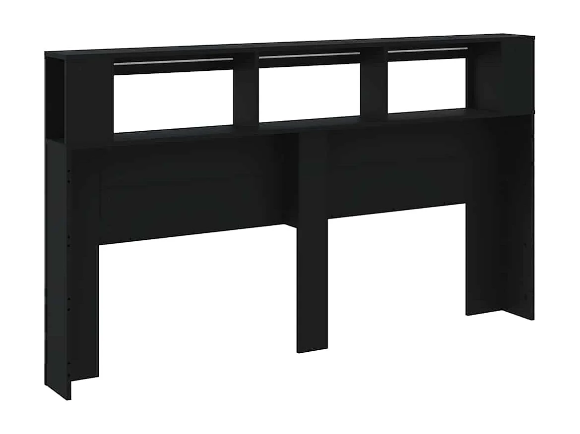 Tête de lit à LED noir 180x18,5x103,5 cm bois d'ingénierie