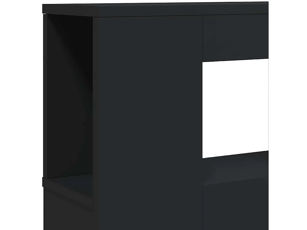 Tête de lit à LED noir 180x18,5x103,5 cm bois d'ingénierie