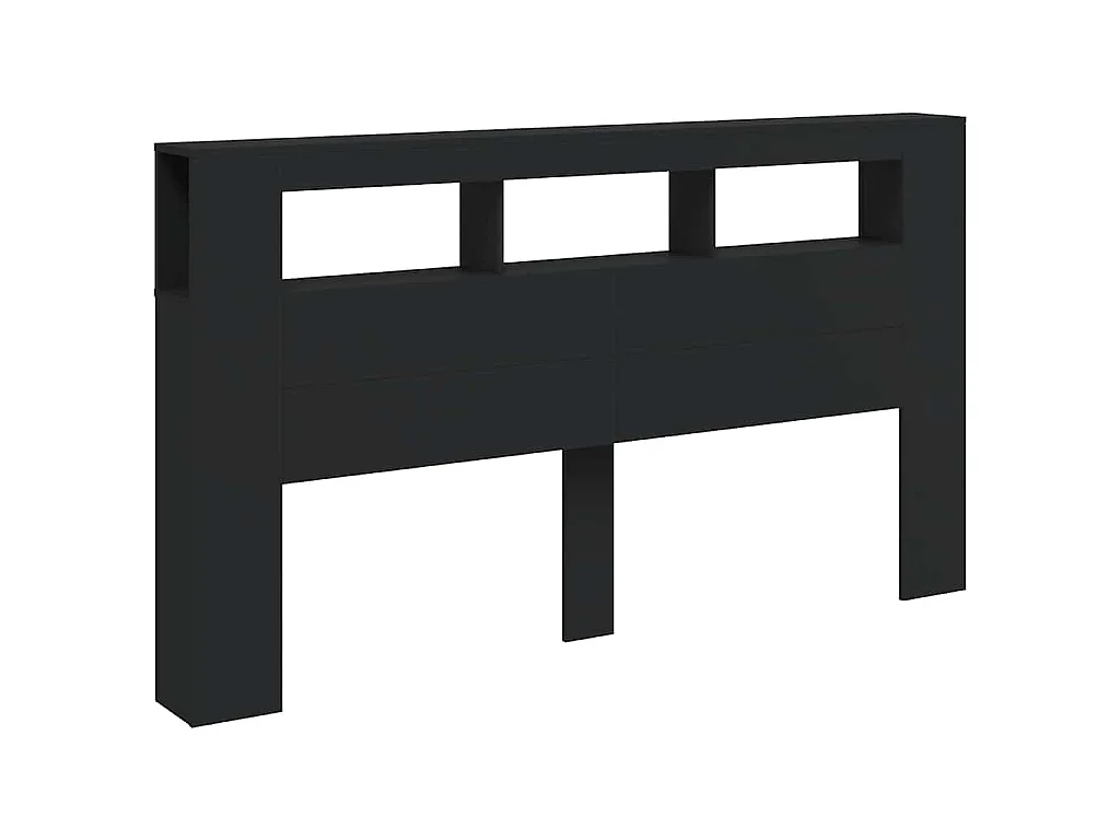 Tête de lit à LED noir 180x18,5x103,5 cm bois d'ingénierie
