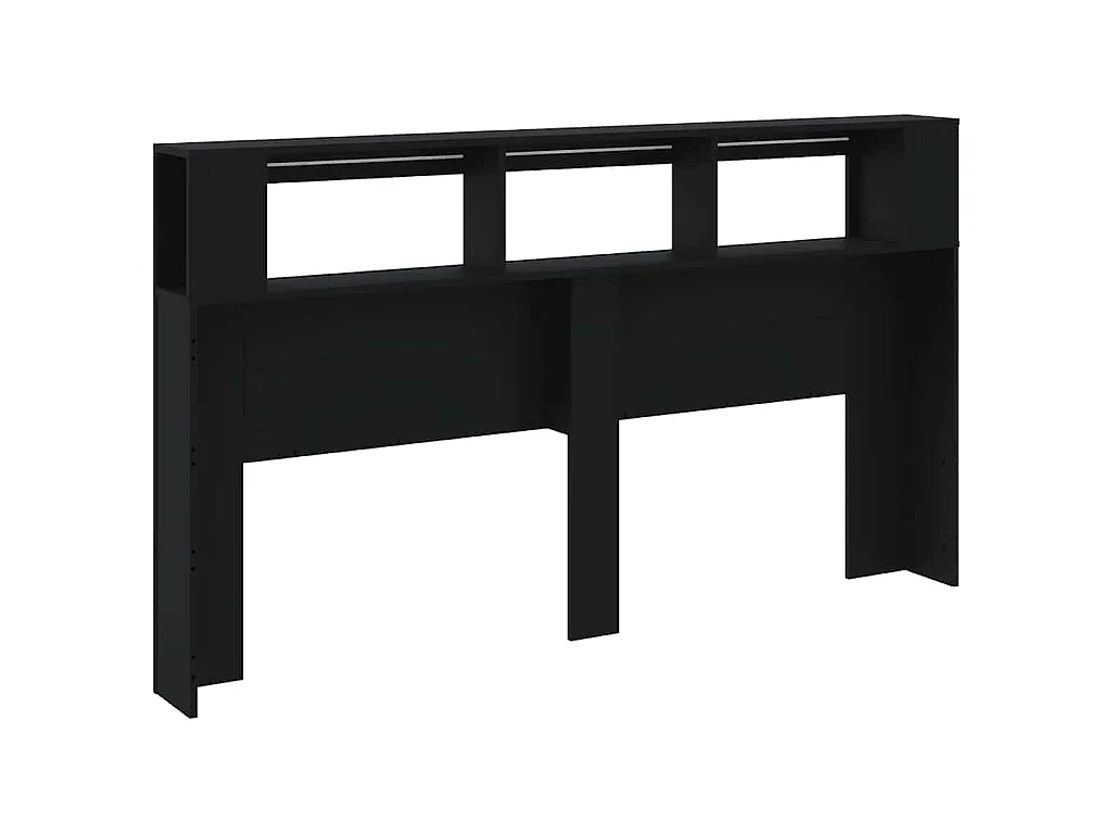 Tête de lit à LED noir 180x18,5x103,5 cm bois d'ingénierie