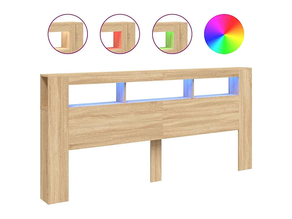 Tête de lit à LED chêne sonoma 220x18,5x103,5cm bois ingénierie