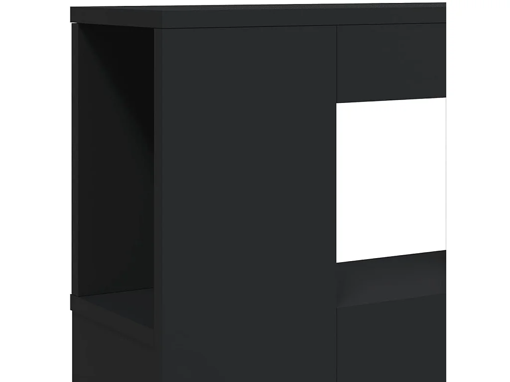 Hoofdeinde met LED 220x18,5x103,5 cm bewerkt hout zwart