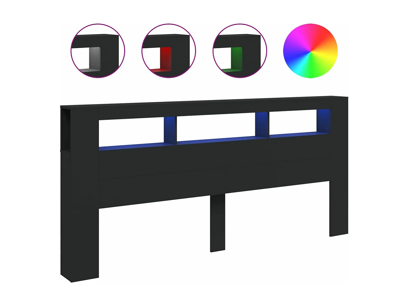 LED-Kopfteil Schwarz 220x18,5x103,5 cm Holzwerkstoff