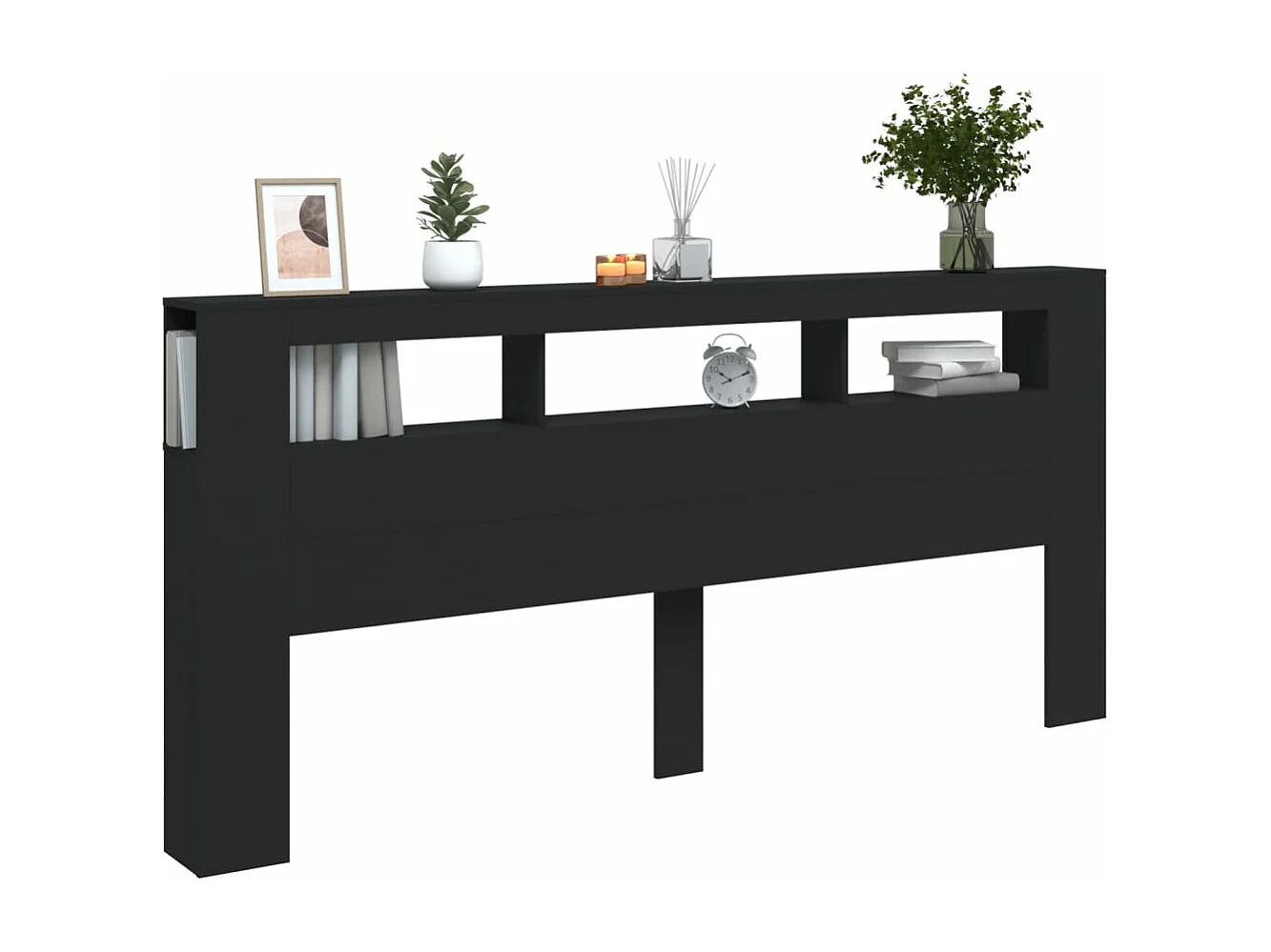 LED-Kopfteil Schwarz 220x18,5x103,5 cm Holzwerkstoff