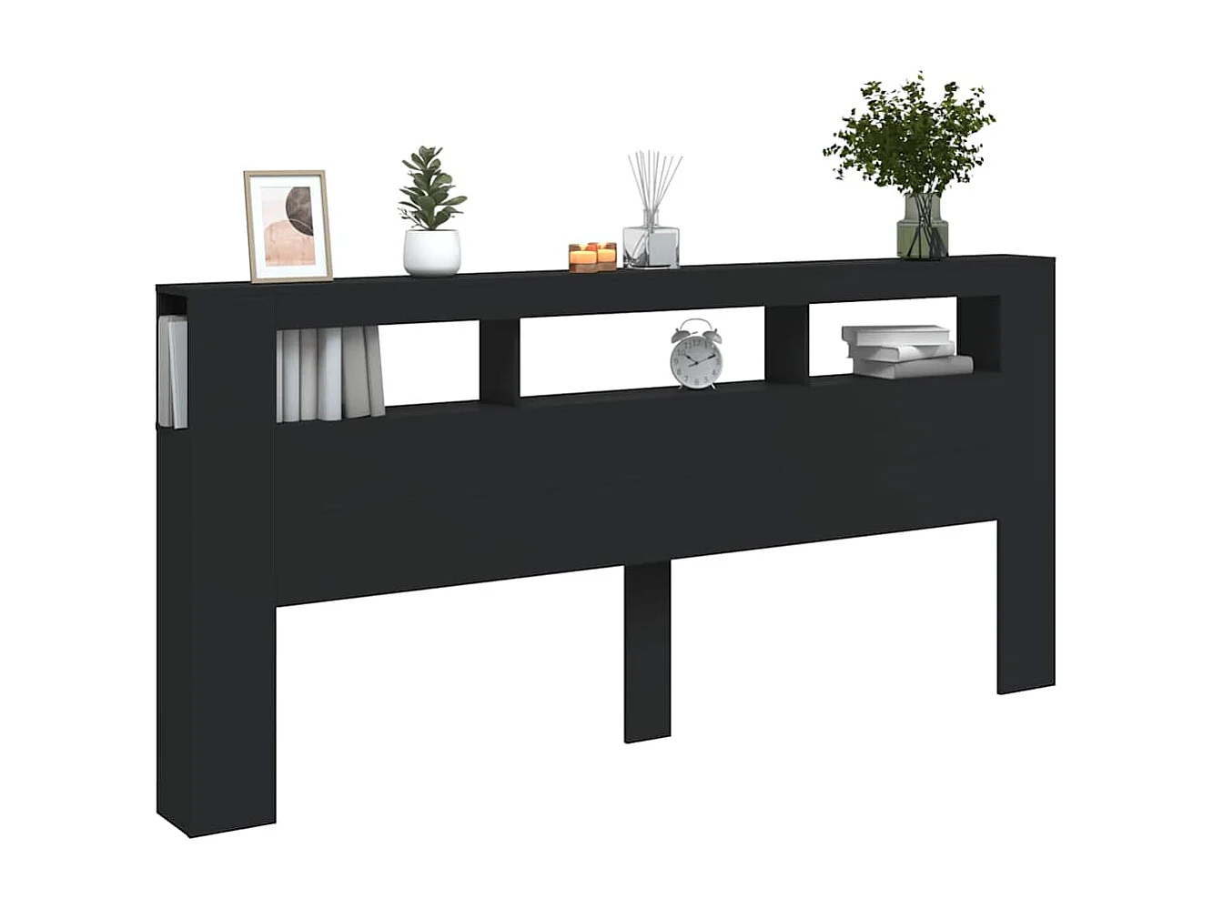 LED-Kopfteil Schwarz 220x18,5x103,5 cm Holzwerkstoff