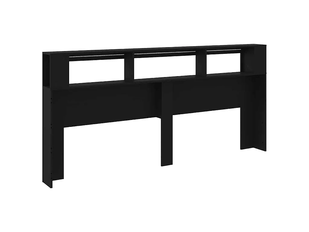 Tête de lit à LED noir 220x18,5x103,5 cm bois d'ingénierie