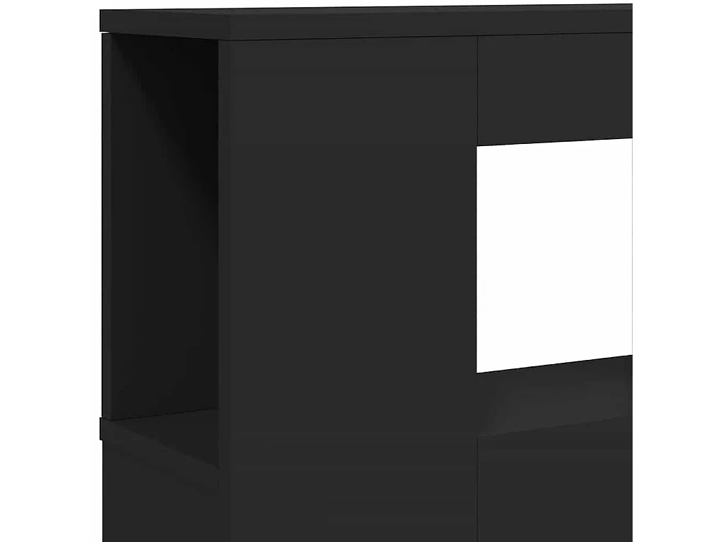 Tête de lit à LED noir 220x18,5x103,5 cm bois d'ingénierie