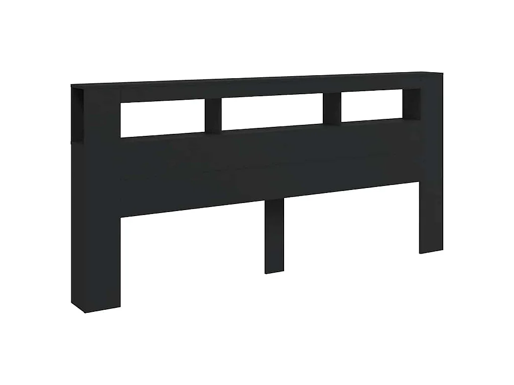 Tête de lit à LED noir 220x18,5x103,5 cm bois d'ingénierie