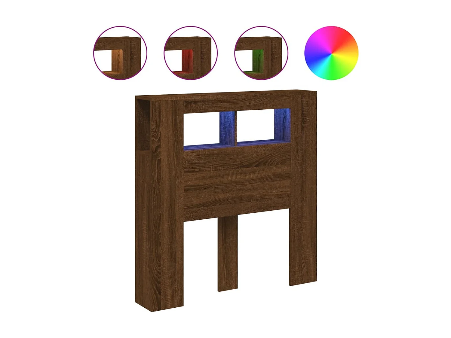 Cabecero LED madera ingeniería roble marrón 100x18,5x103,5 cm