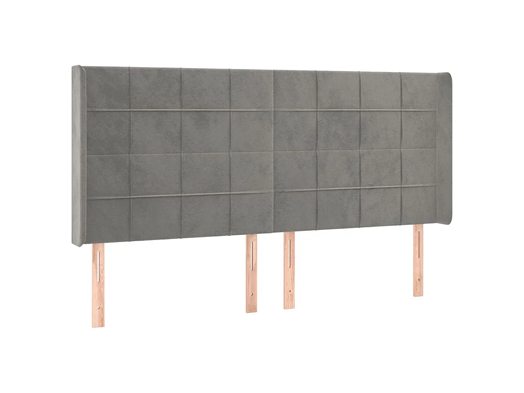 Tête de lit avec oreilles Gris clair 163x16x118/128 cm Velours