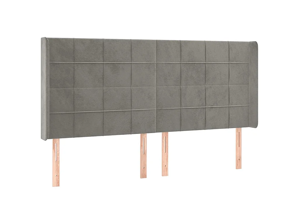 Hoofdbord met randen 163x16x118/128 cm fluweel lichtgrijs