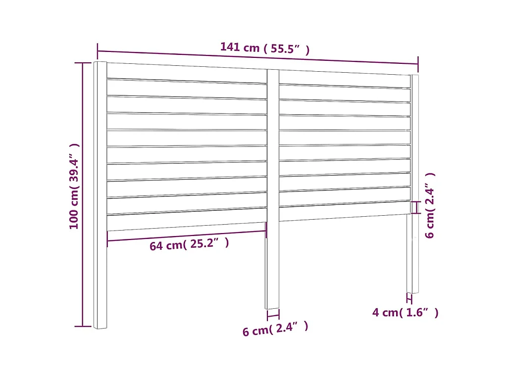 Tête de lit Blanc 141x4x100 cm Bois massif de pin