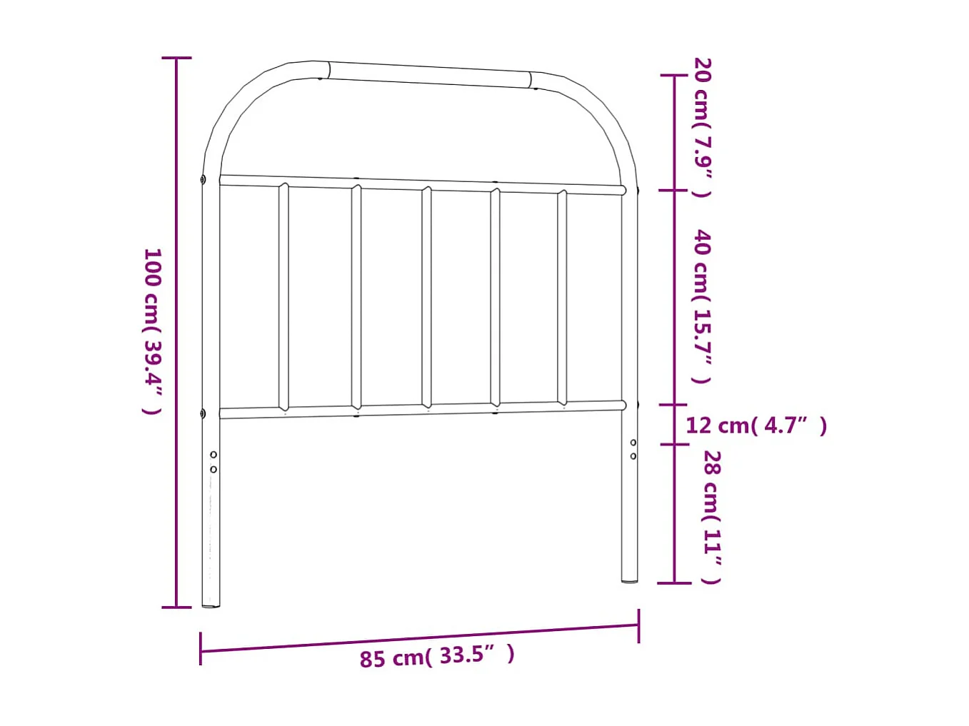 Kopfteil Metall Weiß 80 cm