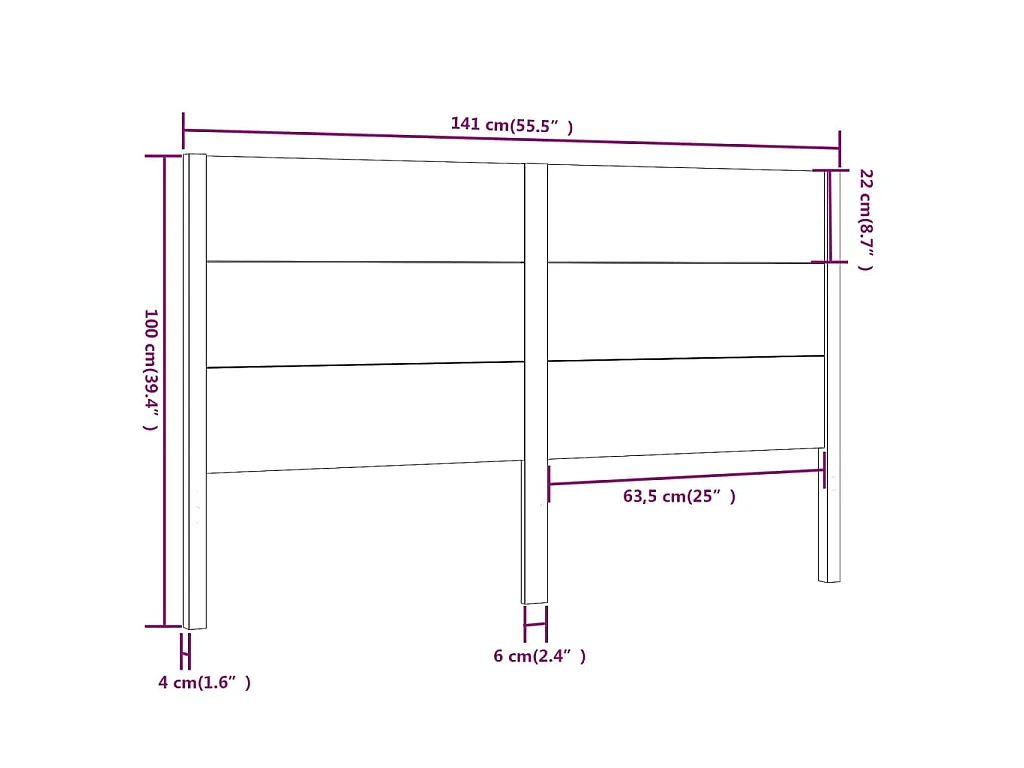 Tête de lit 141x4x100 cm Bois massif de pin