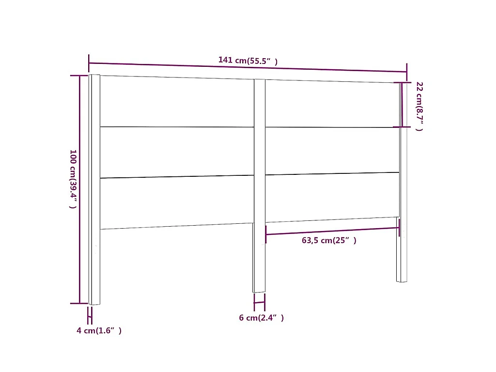 Hoofdbord 141x4x100 cm massief grenenhout