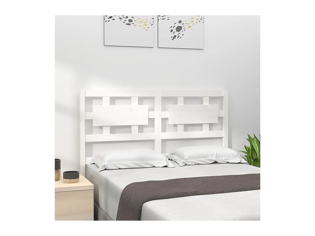 Tête de lit blanc 140,5x4x100 cm bois massif de pin