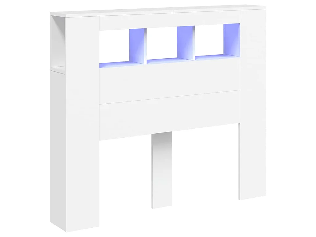Cabeceira cama c/ LEDs 120x18,5x103,5 cm deriv. madeira branco