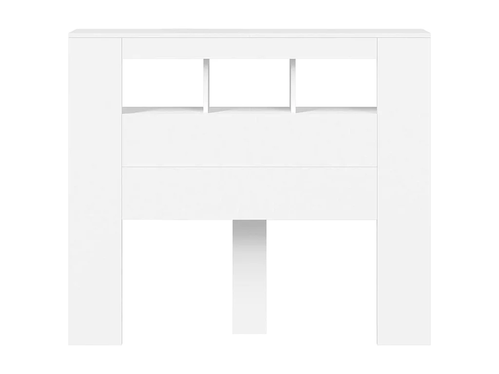 Cabeceira cama c/ LEDs 120x18,5x103,5 cm deriv. madeira branco