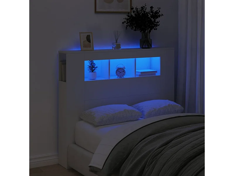 Testiera LED Bianca 120x18,5x103,5 cm Legno Multistrato