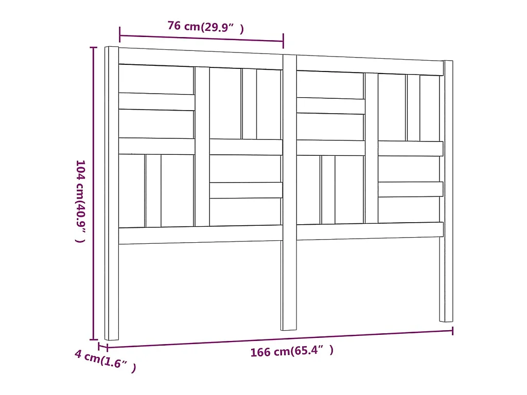 Hoofdbord 166x4x104 cm massief grenenhout