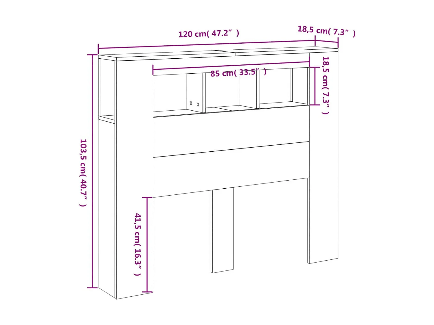 Tête de lit à LED chêne sonoma 120x18,5x103,5cm bois ingénierie