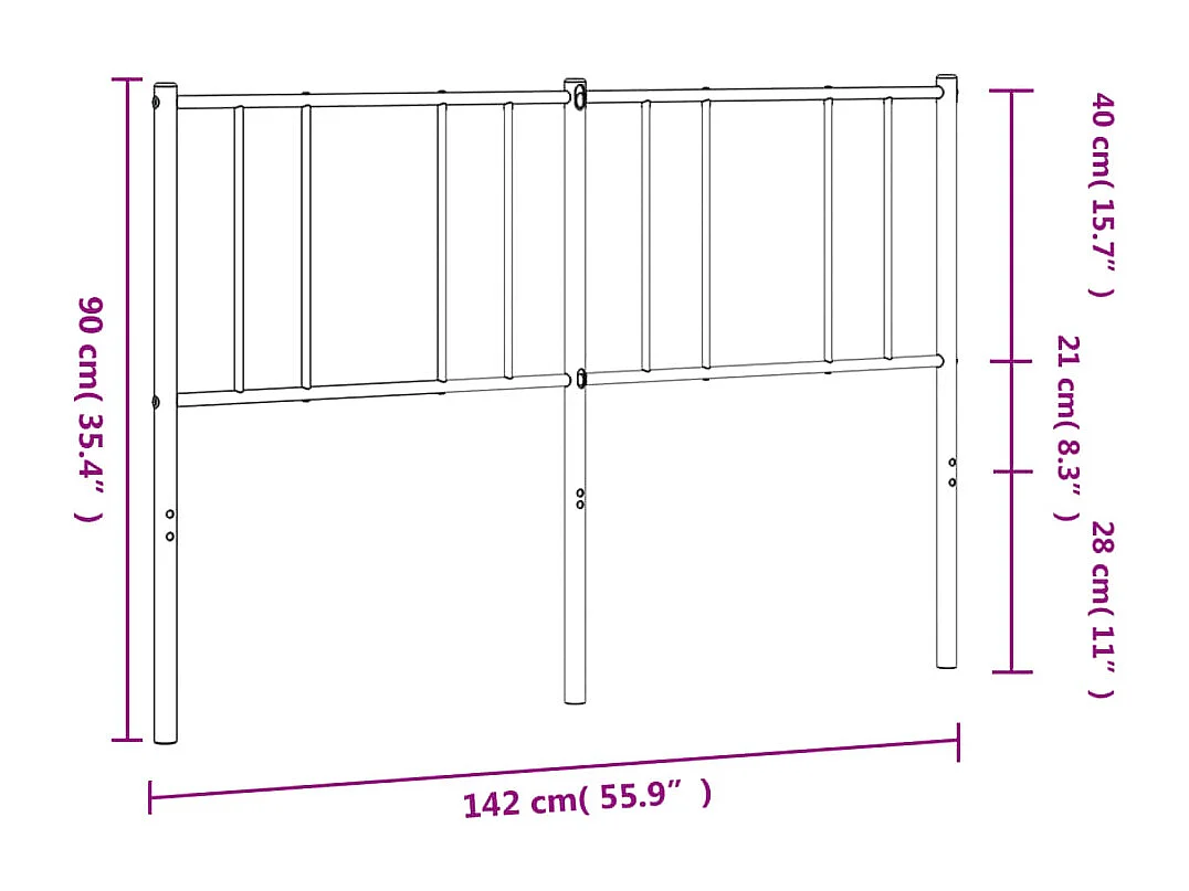 Testiera in Metallo Nero 135 cm