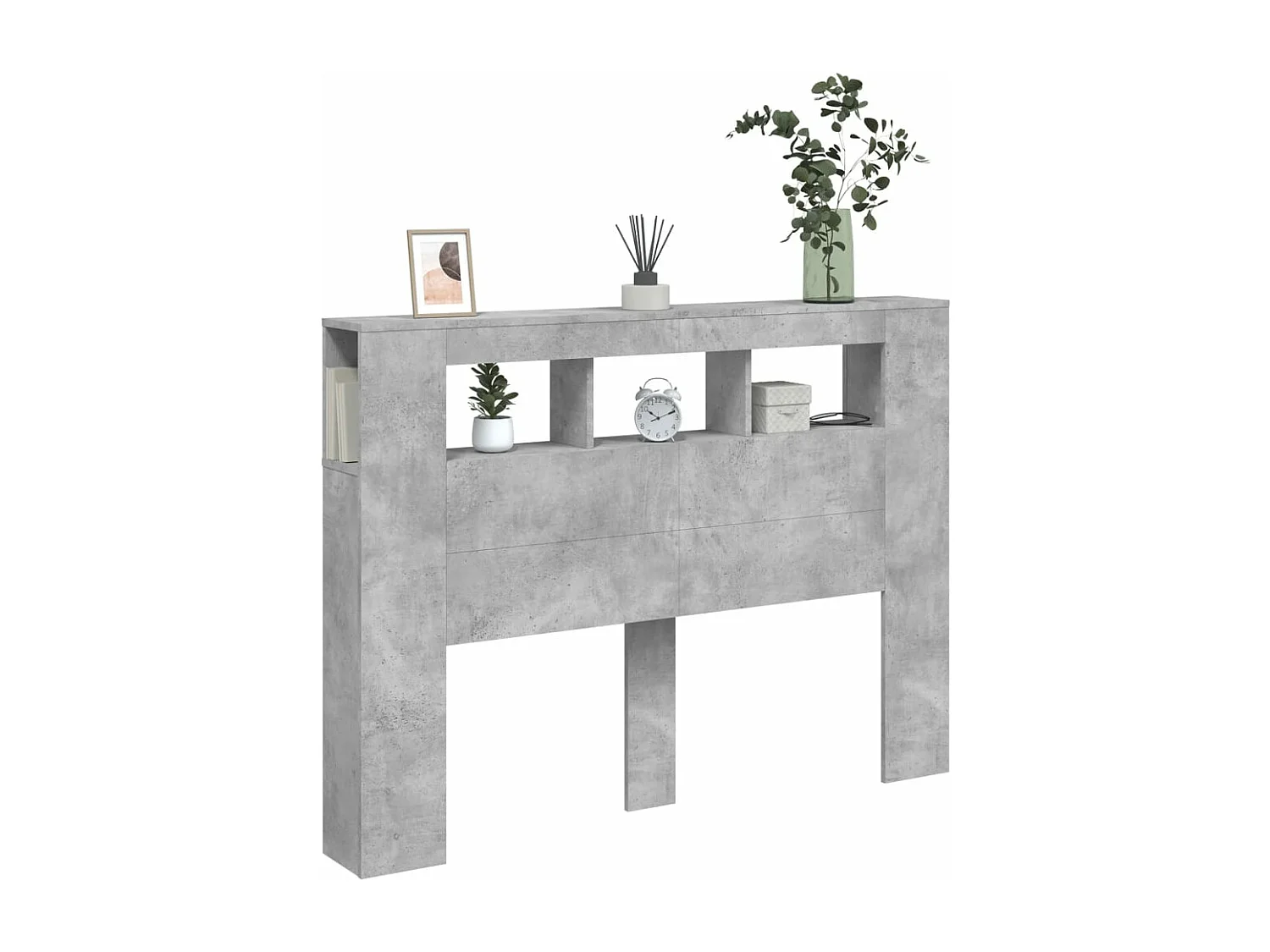 Tête de lit à LED gris béton 140x18,5x103,5cm bois d'ingénierie