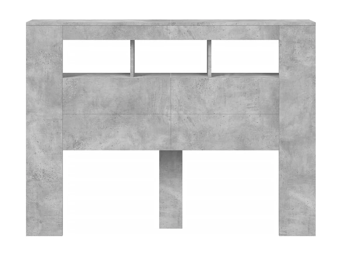 Hoofdeinde met LED 140x18,5x103,5 cm bewerkt hout betongrijs