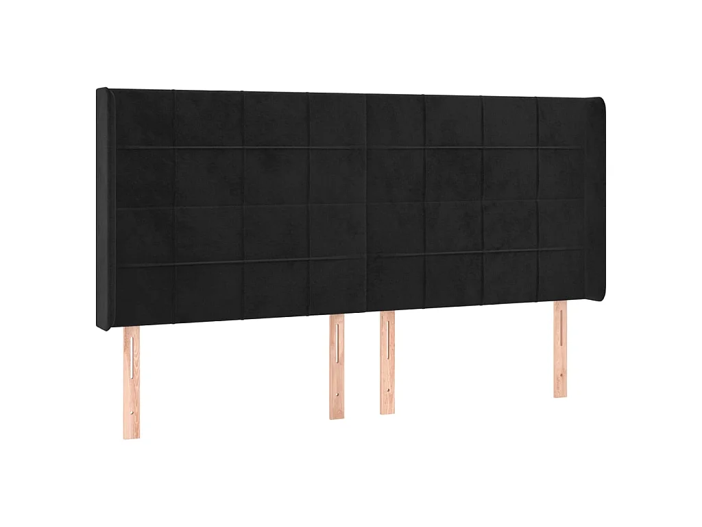 Tête de lit avec oreilles Noir 163x16x118/128 cm Velours
