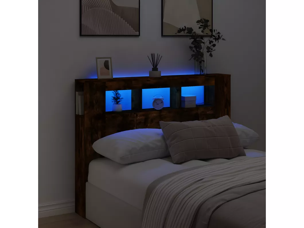 Kauf Unique LED-Kopfteil Räuchereiche 140x18,5x103,5 cm Holzwerkstoff