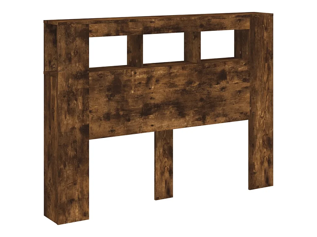 Hoofdeinde met LED 140x18,5x103,5 cm bewerkt hout gerookt eiken