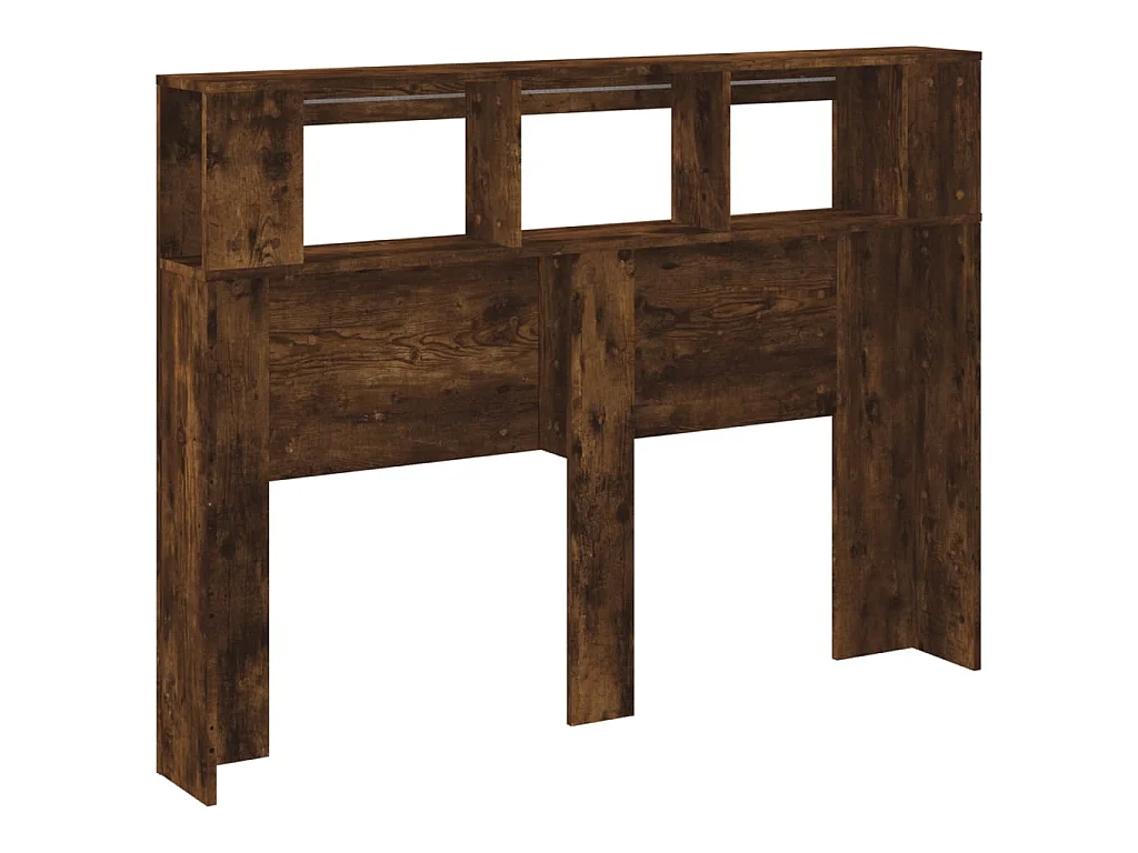 Hoofdeinde met LED 140x18,5x103,5 cm bewerkt hout gerookt eiken