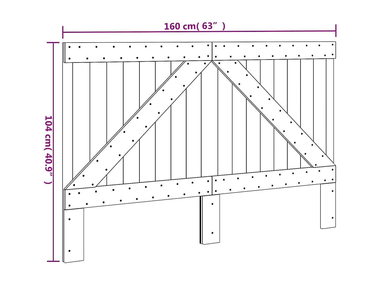 Kopfteil 160x104 cm Massivholz Kiefer