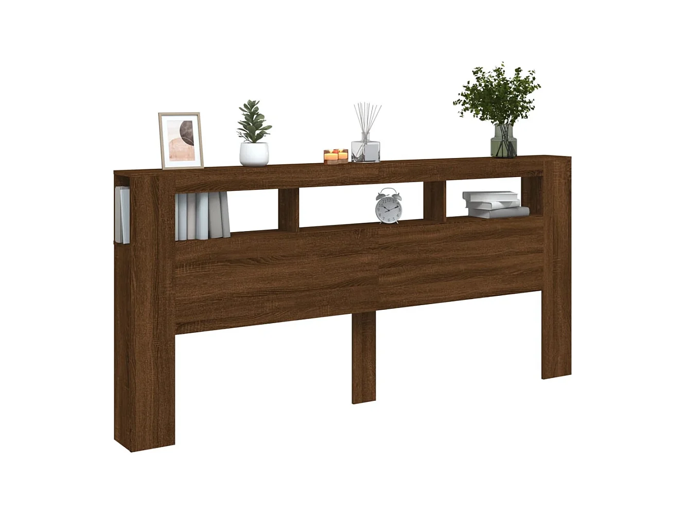 Tête de lit à LED chêne marron 220x18,5x103,5cm bois ingénierie